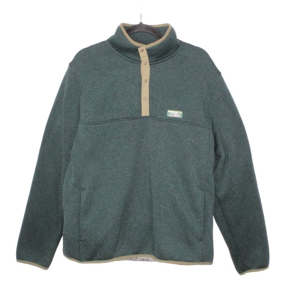 L.L. Bean Other - LL Bean Green Polyester 1/4 Snap Button Slightly Fitted Pullover Jacket Size XL